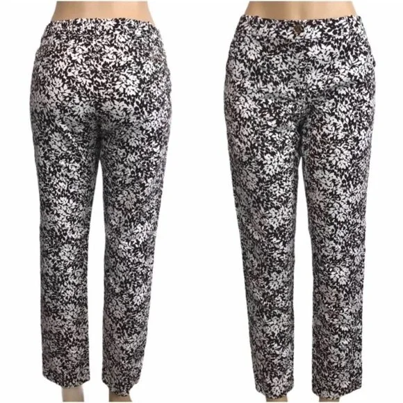 MICHAEL MICHAEL KORS Leafy Patterned Ankle Pants 10 - Picture 7 of 8